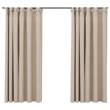 vidaXL Gordijnen linnen-look verduisterend haken 2 st 140x175 cm beige product