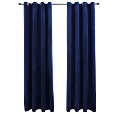 vidaXL - Gordijn - Blauw - Fluweel - 140 x 225 cm - 2 stuks product