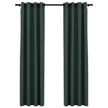 vidaXL - Gordijn - Groen - Stof - 140 x 225 cm - 2 stuks product