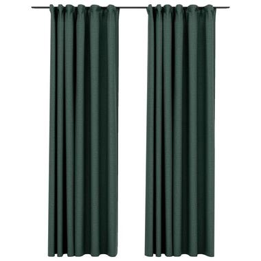 vidaXL - Gordijn - Groen - Stof - 140 x 245 cm - 2 stuks product