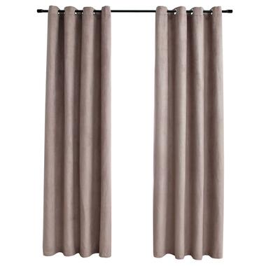 vidaXL Gordijn verduisterend met metalen ringen 2 st 140x245 cm taupe product