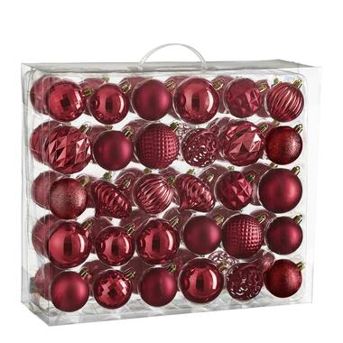 House of Seasons Kerstballen Set - 60 Stuks - Donkerrood product