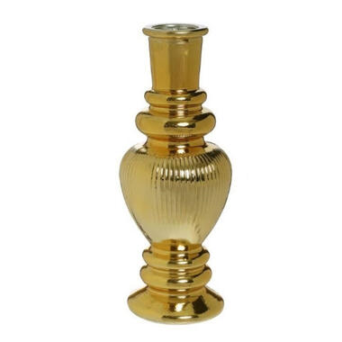 Ideas 4 Seasons vaasje Venice - glas - ribbel goud - D5.7 x H15 cm product