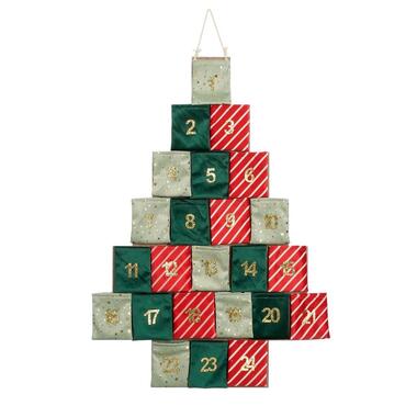 House of Seasons Adventskalender - L72 x B1 x H51 cm - Groen, Rood