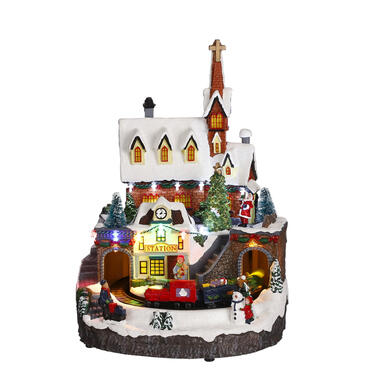 LuVille Kerstdorp Miniatuur Treinstation - L24 x B24 x H33 cm product