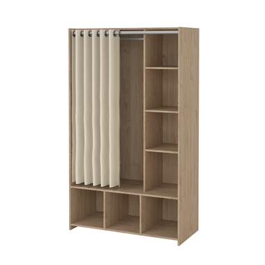 Hioshop Kit kledingkast met gordijn okkernoot decor beige product