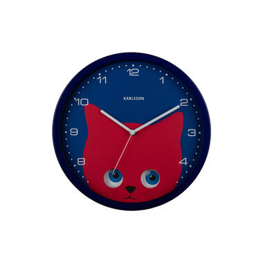 Karlsson - Wandklok Peekaboo Cat - Donkerblauw- Ø30,8cm product