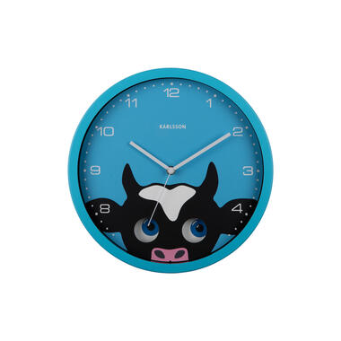 Karlsson - Wandklok Peekaboo Cow - Blauw- Ø30,8cm product