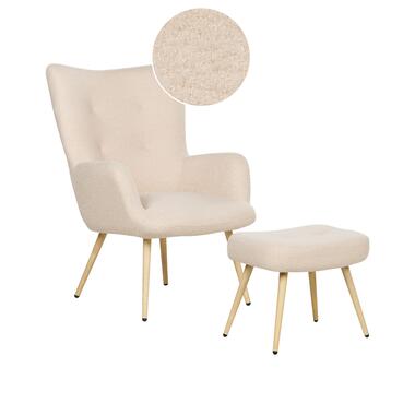 VEJLE II - Fauteuil met hocker - Beige - Bouclé product