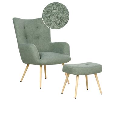 VEJLE II - Fauteuil met hocker - Lichtgroen - Bouclé product