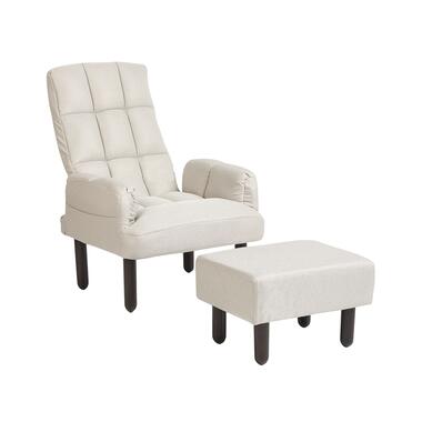 OLAND - Fauteuil met hocker - Beige - Linnen product