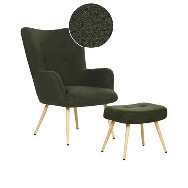 VEJLE II - Fauteuil met hocker - Donkergroen - Bouclé product