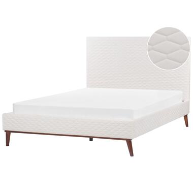 BAYONNE - Tweepersoonsbed - Wit - 160 x 200 cm - Fluweel product