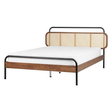 BOUSSICOURT - Tweepersoonsbed - Bruin - 140 x 200 cm - Rubberhout product