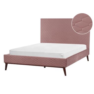 BAYONNE - Tweepersoonsbed - Roze - 140 x 200 cm - Fluweel product