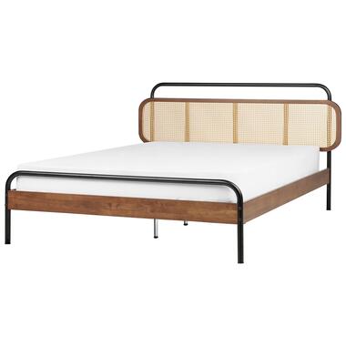 BOUSSICOURT - Tweepersoonsbed - Bruin - 180 x 200 cm - Rubberhout product