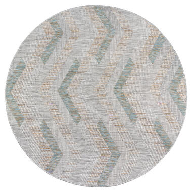 Uni Binnen en Buiten Rond Vloerkleed Solid Grijs Beige - 120 CM ROND product