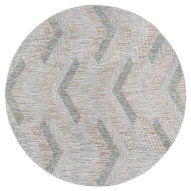 Uni Binnen en Buiten Rond Vloerkleed Solid Grijs Beige - 150 CM ROND product