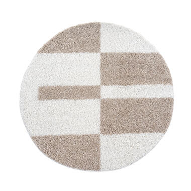 Milano Gala Hoogpolig Rond Vloerkleed Modern Beige Creme - 150 CM ROND product