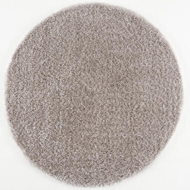 Porto Rond Soft Fluffy Vloerkleed Hoogpolig Effen Licht Grijs - 120 CM ROND product