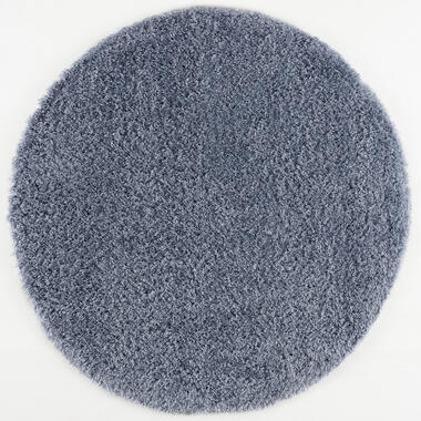 Porto Rond Soft Fluffy Vloerkleed Hoogpolig Effen Blauw - 150 CM ROND product