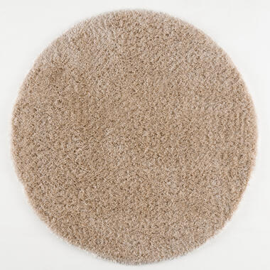 Porto Rond Soft Fluffy Vloerkleed Hoogpolig Effen Beige - 120 CM ROND product