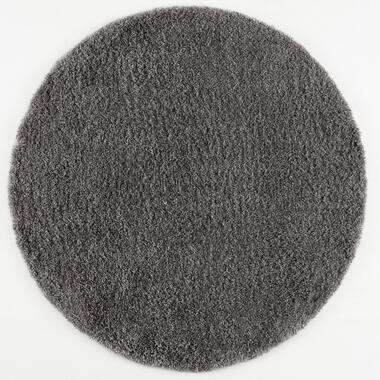 Porto Rond Soft Fluffy Vloerkleed Hoogpolig Effen Donker Grijs - 150 CM ROND product