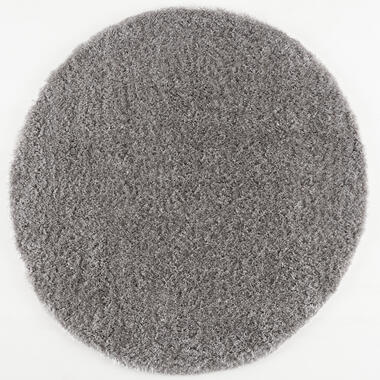 Porto Rond Soft Fluffy Vloerkleed Hoogpolig Effen Grijs - 120 CM ROND product