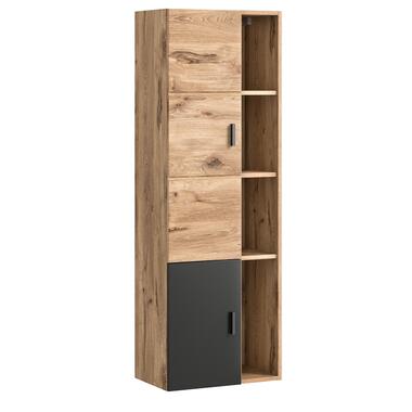 Hioshop Grado badkamerkast 2 deuren- 4 planken eik decor-mat grijs product