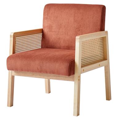 Fauteuil van rotan en terracotta stof product