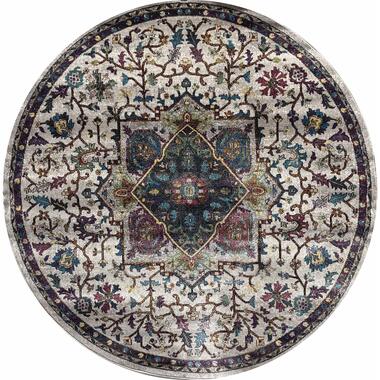 Picasso Rosa Vintage Rond Vloerkleed Creme / Multi Laagpolig - 240 CM ROND product