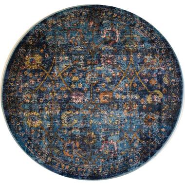 Picasso Sarough Vintage Rond Vloerkleed Blauw Laagpolig - 240 CM ROND product