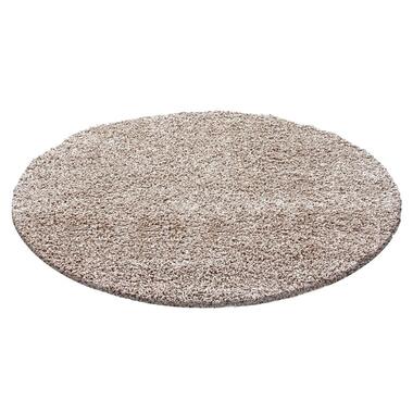 Basic Rond Shaggy vloerkleed Beige Hoogpolig - 120 CM ROND product