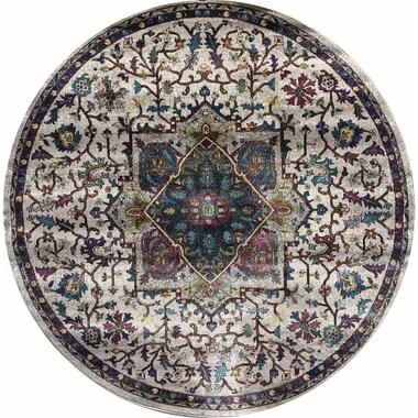 Picasso Rosa Vintage Rond Vloerkleed Creme / Multi Laagpolig - 160 CM ROND product