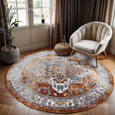 Picasso Castana Vintage Rond Vloerkleed Terra / Multi Laagpolig - 200 CM ROND product