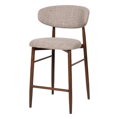 Barstoel - Taupe Stof - Zithoogte 65cm - 55x52x94cm - Alexia - Set van 2