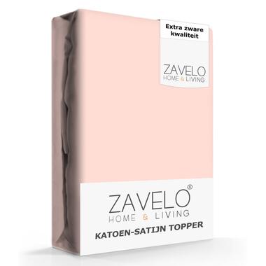 Zavelo Deluxe Katoen-Satijn Topper Hoeslaken Roze-1-persoons (90x220 cm) product