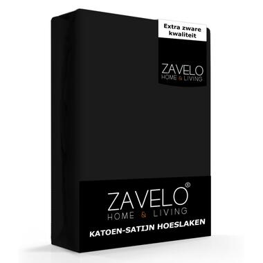 Zavelo Hoeslaken Katoen Satijn Zwart-1-persoons (90x220 cm) product