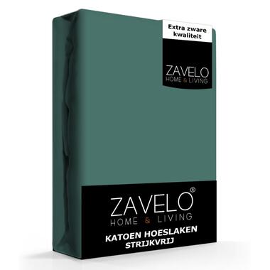 Zavelo Hoeslaken Katoen Strijkvrij Petrol-1-persoons (90x200 cm) product