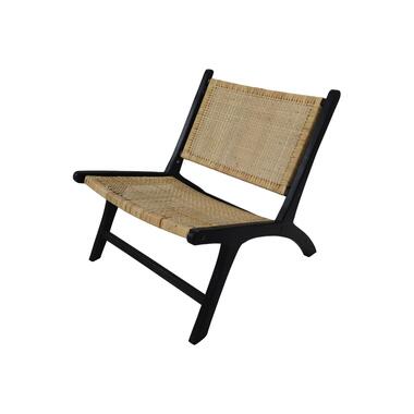 Loungestoel Rotan-67x81x71-Zwart/Naturel-Rotan/Teak product