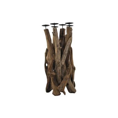 Kaarsenhouder 6 Kaarsen-35x35x65-Naturel/Zwart-Teak/Metaal product