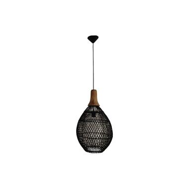 Hanglamp-34x34x58-Zwart/Naturel-Rotan/Teak product