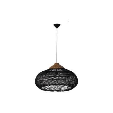 Hanglamp-65x65x40-Zwart/Naturel-Rotan/Teak product