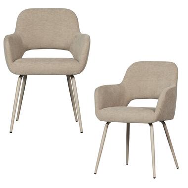 WOOOD Jenny Eetkamerstoelen - Polyester - Naturel - Set van 2 product