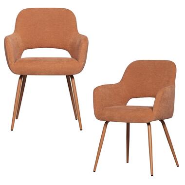 WOOOD Jenny Eetkamerstoelen - Polyester - Salmon - Set van 2 product