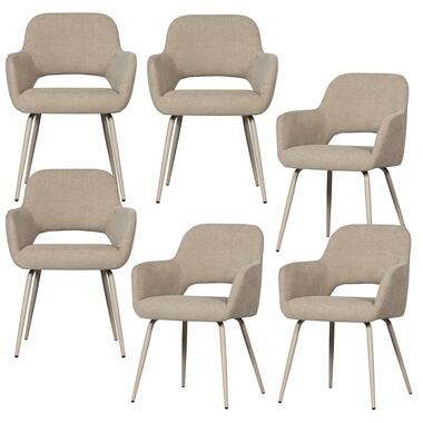 WOOOD Jenny Eetkamerstoelen - Polyester - Naturel - Set van 6 product