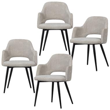 WOOOD eetkamerstoelen Ferdy - Polyester - Pearl - Set van 4 product