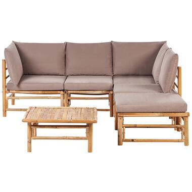 CERRETO - Loungeset 5-zits hoekbank - Taupe - Bamboehout product