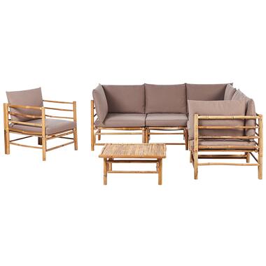 CERRETO - Loungeset 6-zits hoekbank - Taupe - Bamboehout product