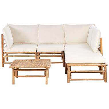 CERRETO - Loungeset 5-zits hoekbank - Wit - Bamboehout product